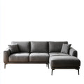 Sofa, Kanapa narożna z prawego, szarego poliestru o kształcie litery 250 x 160 x 85 cm