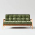 sofa 3-osobowa zielona z litym drewnianym ramą prostokątną 190 x 85 x 90 cm