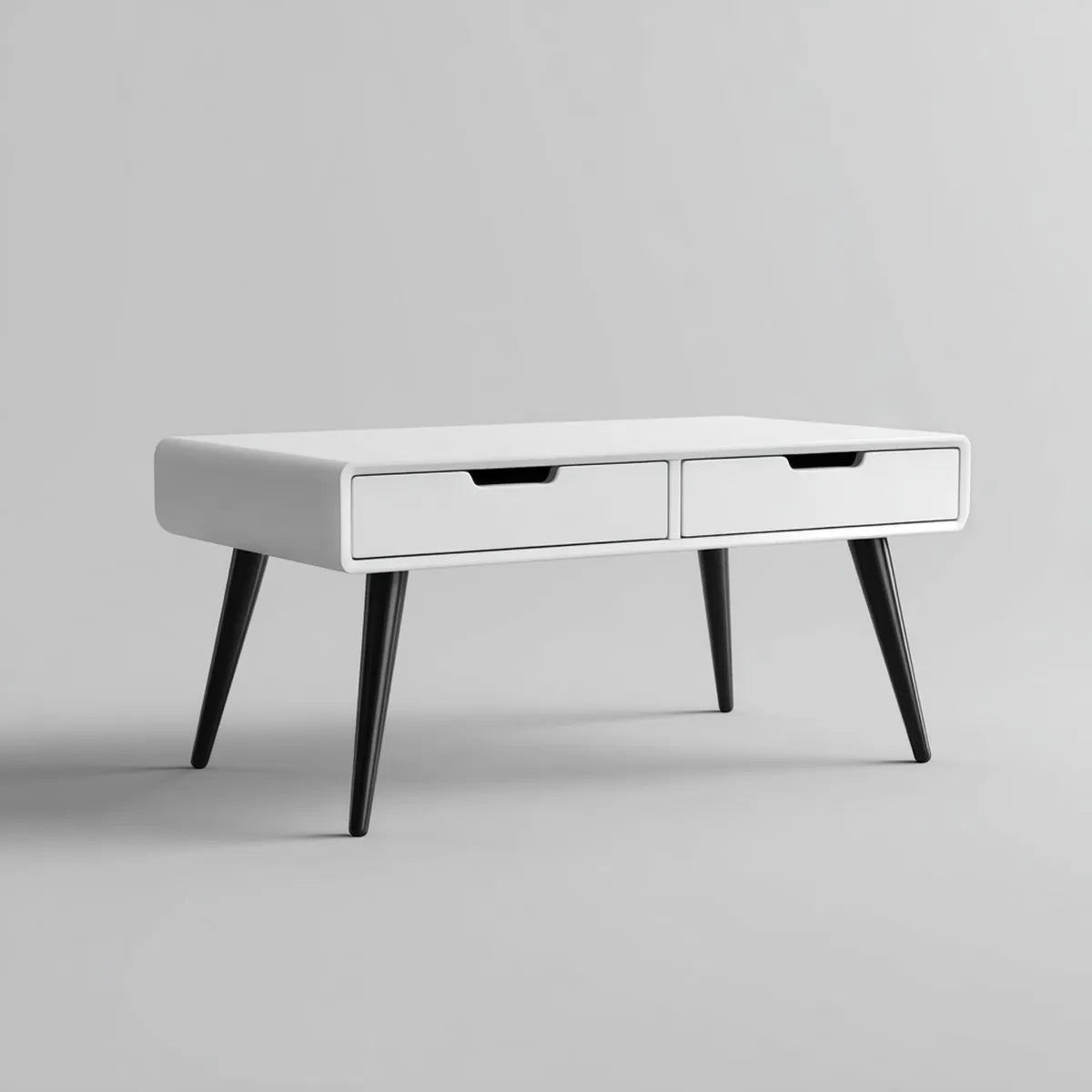 Stolik kawowy, Stół do kawy z 2 szufladami w kolorze białym i czarnym w prostokątnym MDF 100 x 50 x 45 cm